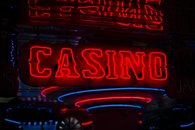 red Casino neon sign turned on